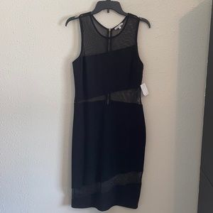 Black mesh cutout cocktail dress